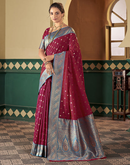 Dark Pink Silk Weaving Saree