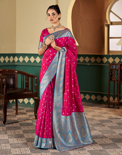 Rani Pink Silk Weaving Saree