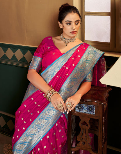 Rani Pink Silk Weaving Saree
