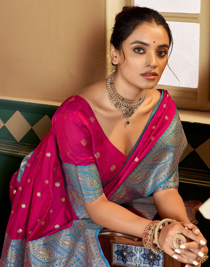 Rani Pink Silk Weaving Saree