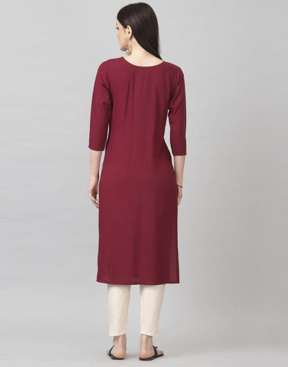 Maroon Coloured Embroidered Rayon Kurti | Sudathi