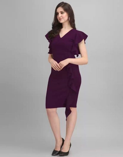 Wine Ruffle Bodycon Dress | Sudathi