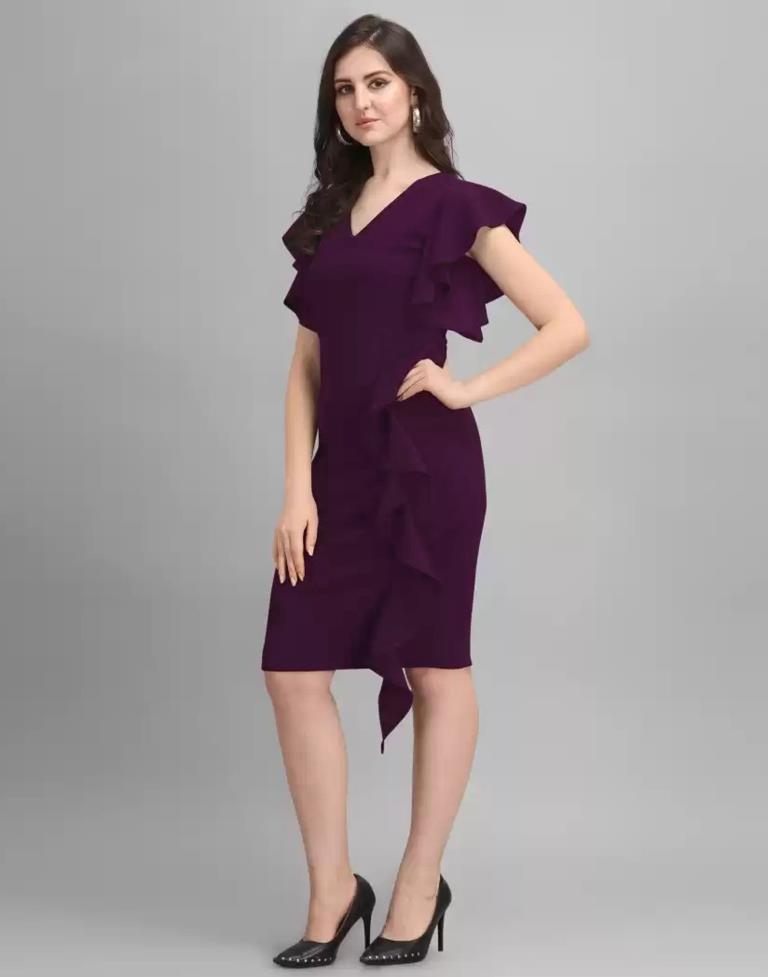 Wine Ruffle Bodycon Dress | Sudathi