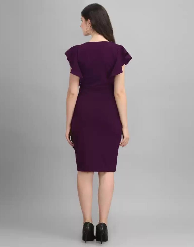 Wine Ruffle Bodycon Dress | Sudathi