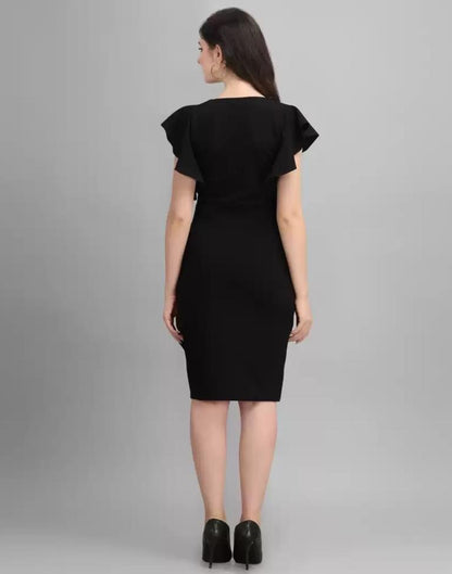 Black Ruffle Bodycon Dress | Sudathi
