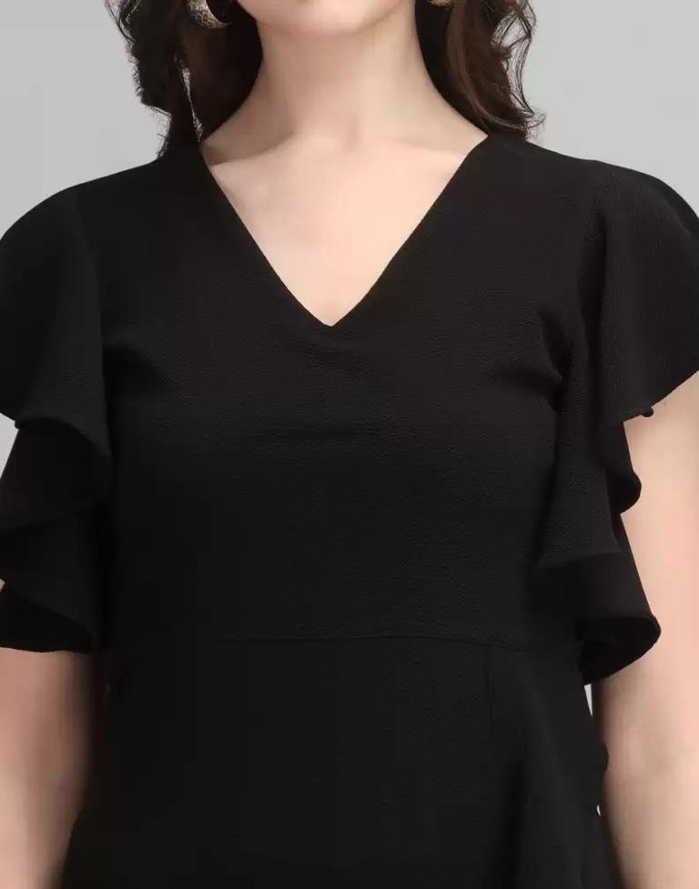 Black Ruffle Bodycon Dress | Sudathi
