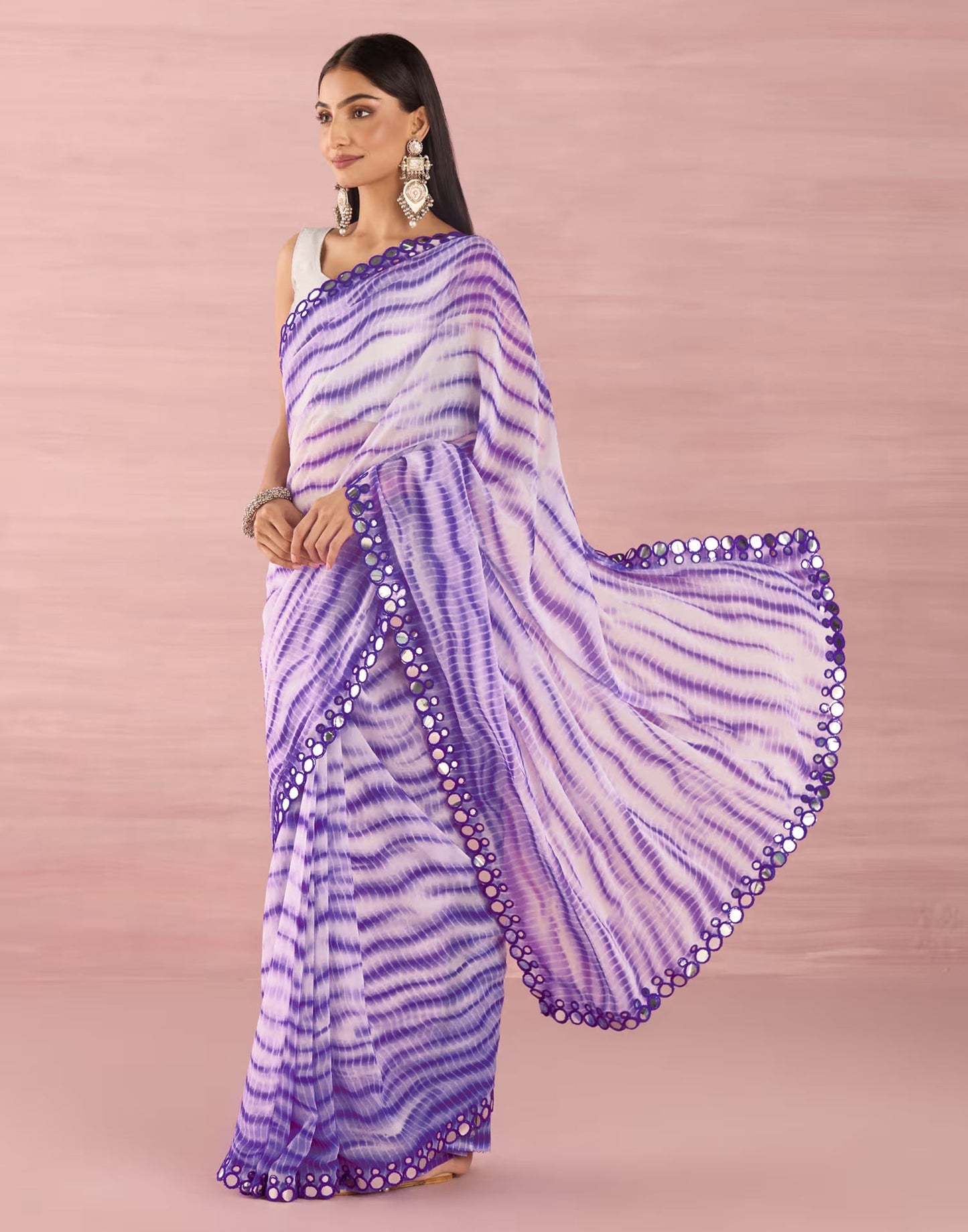Purple Georgette Printed Saree