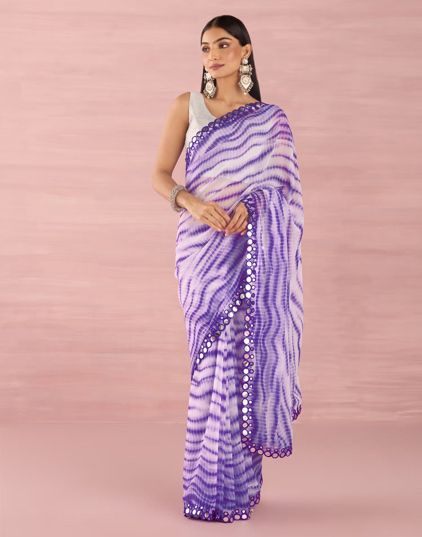 Purple Georgette Printed Saree
