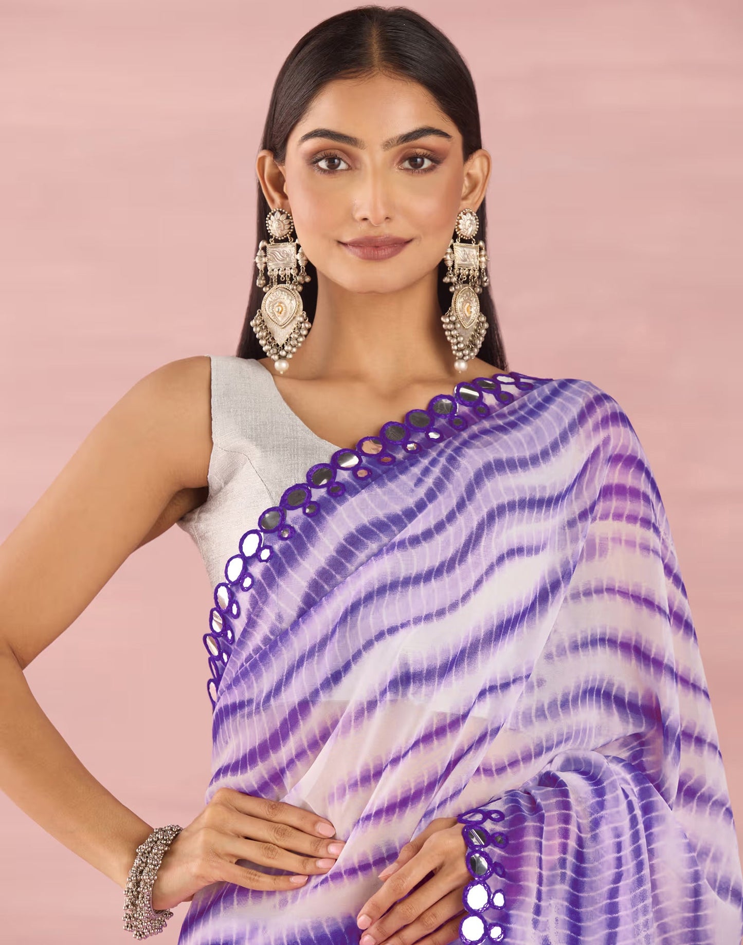 Purple Georgette Printed Saree