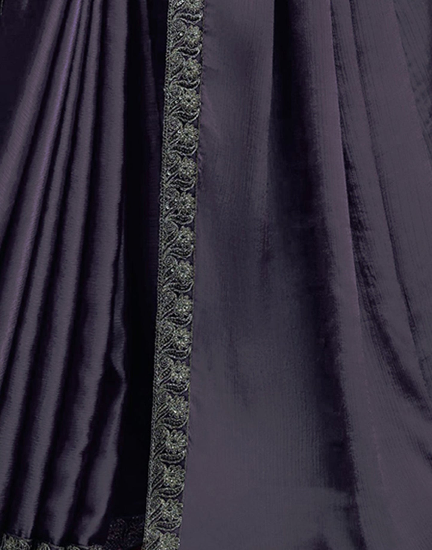 Grey Satin Plain Saree