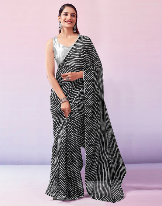 Black Georgette Printed Saree