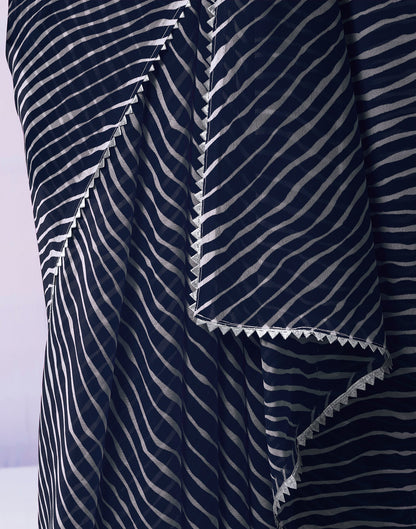 Navy Blue Georgette Printed Saree