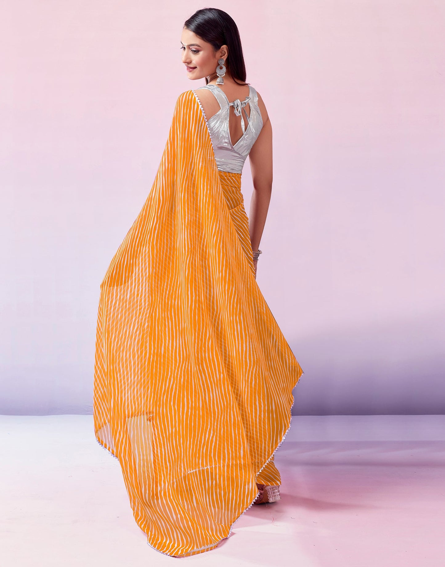 Turmeric Georgette Printed Saree