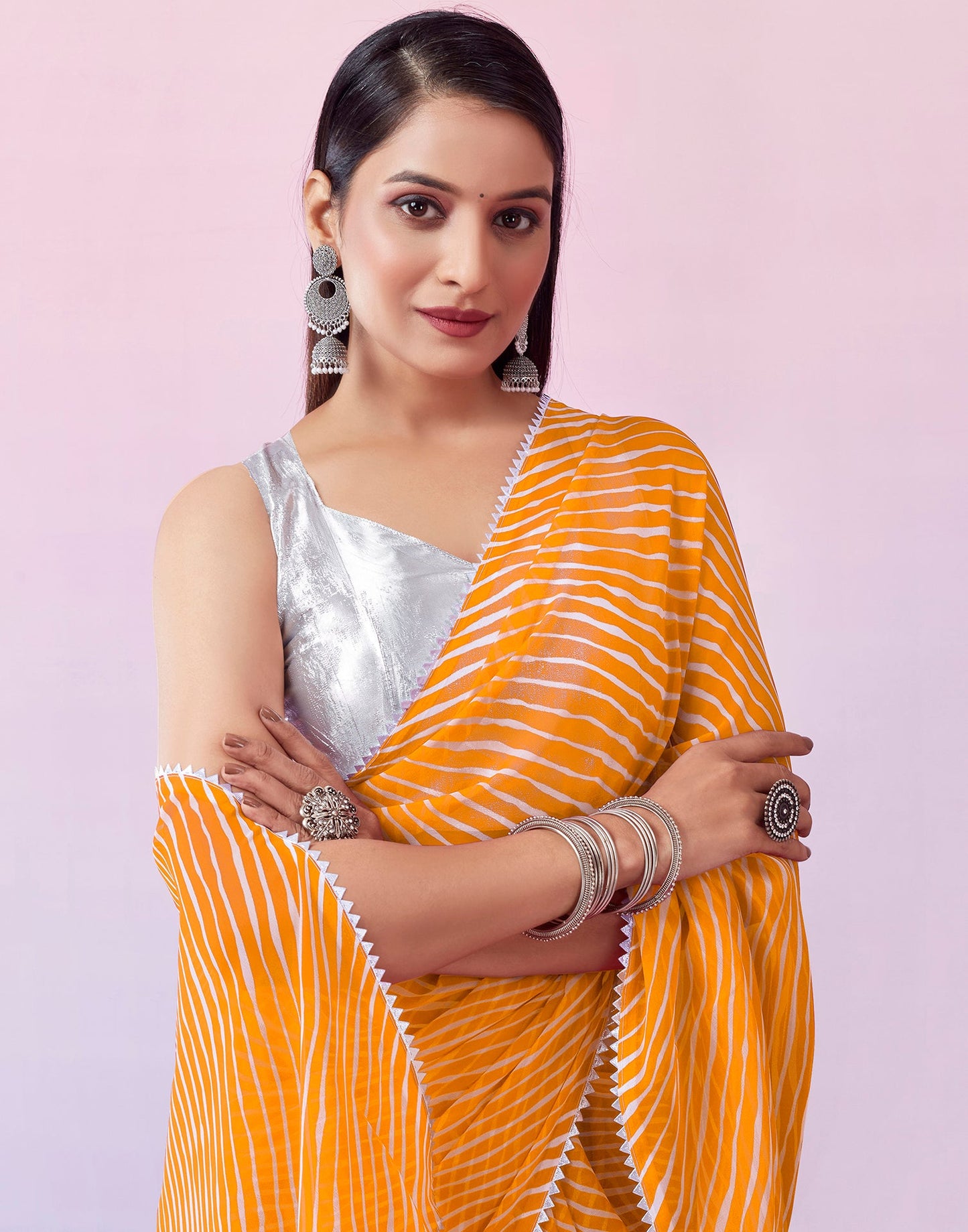 Turmeric Georgette Printed Saree