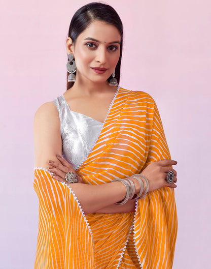 Turmeric Georgette Printed Saree