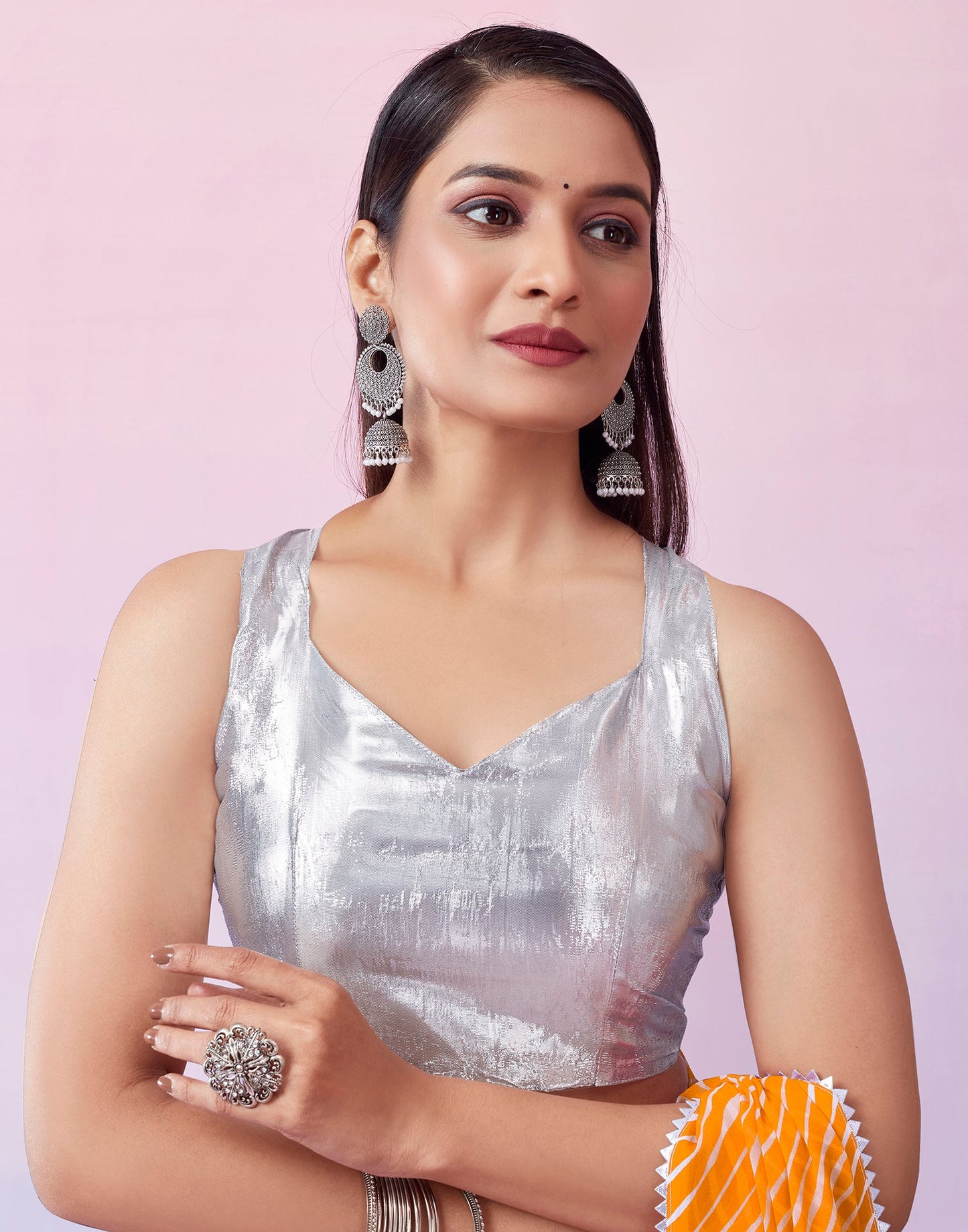 Turmeric Georgette Printed Saree