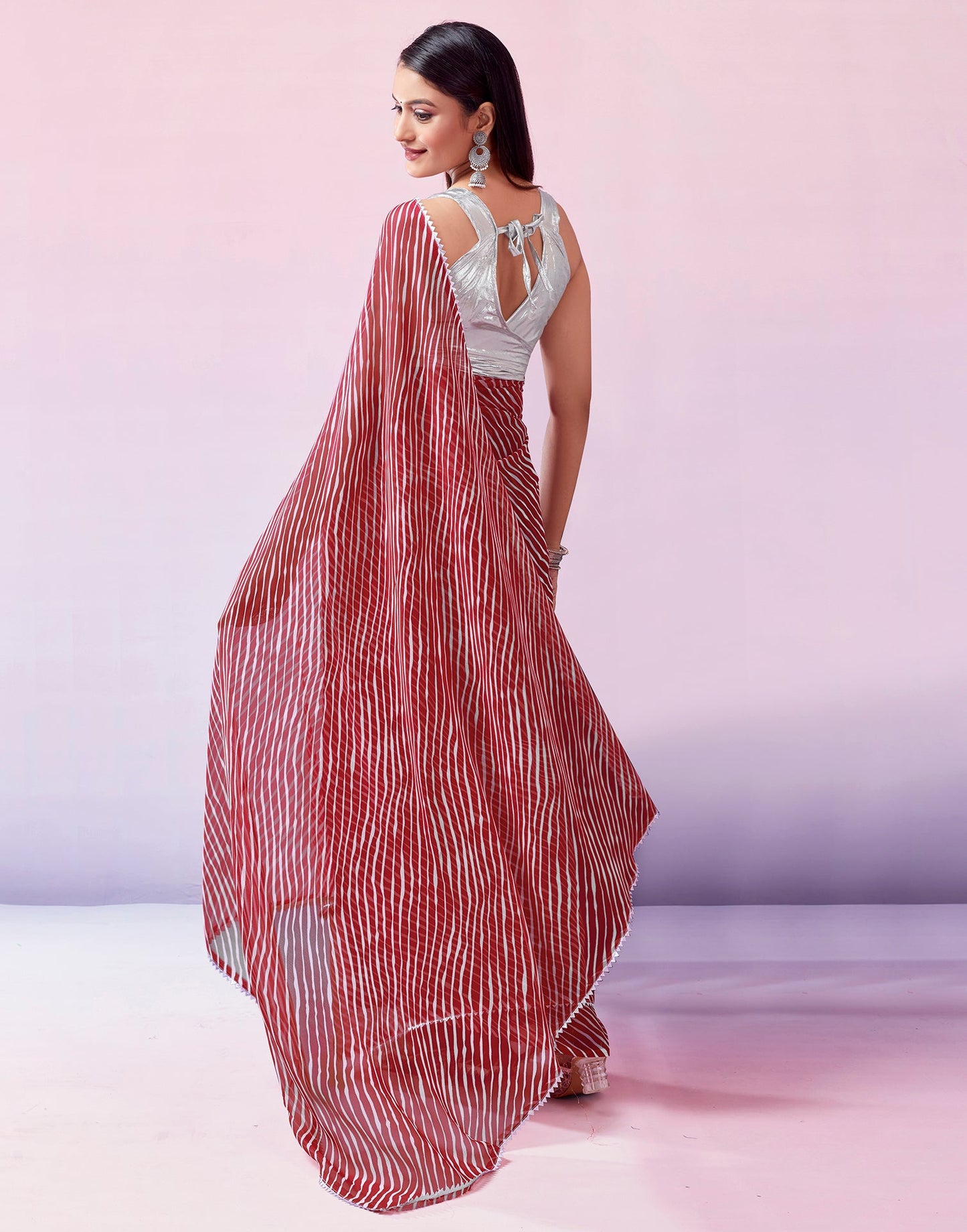 Red Georgette Printed Saree