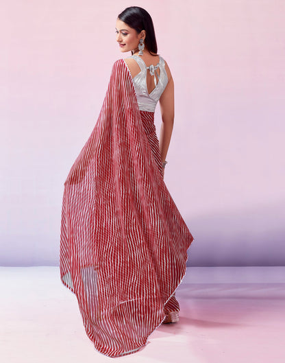 Red Georgette Printed Saree