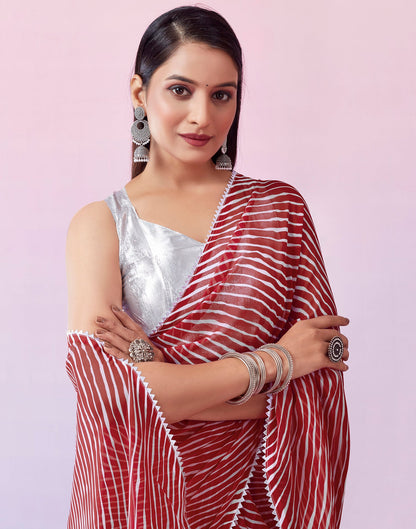 Red Georgette Printed Saree