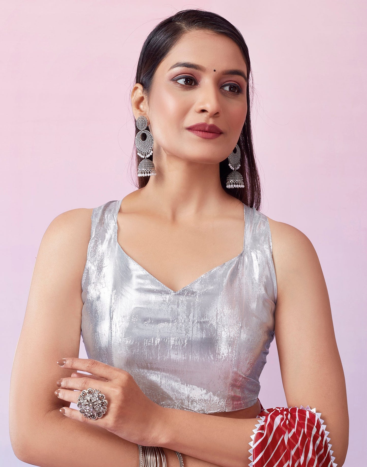 Red Georgette Printed Saree