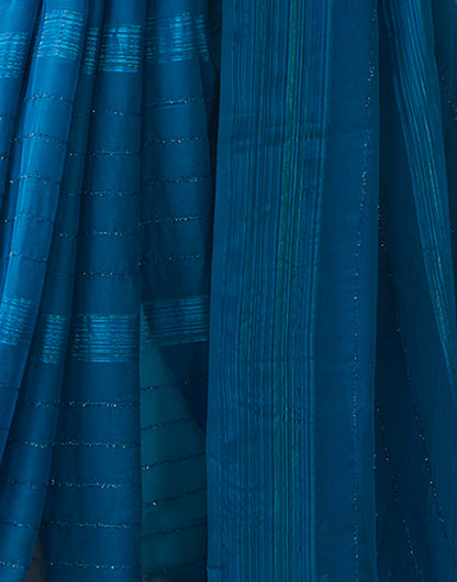 Sea Blue Georgette Plain Saree