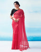 Pink Georgette Plain Saree