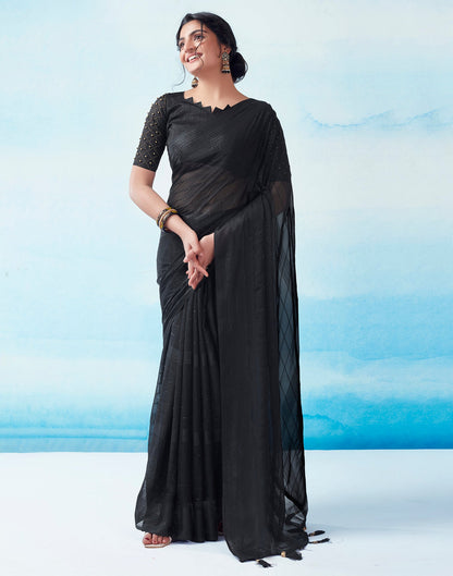 Black Georgette Plain Saree