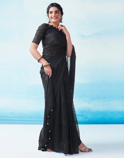 Black Georgette Plain Saree