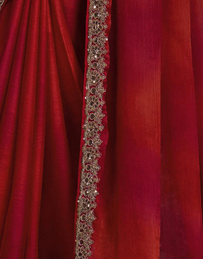 Red Chiffon Printed Saree