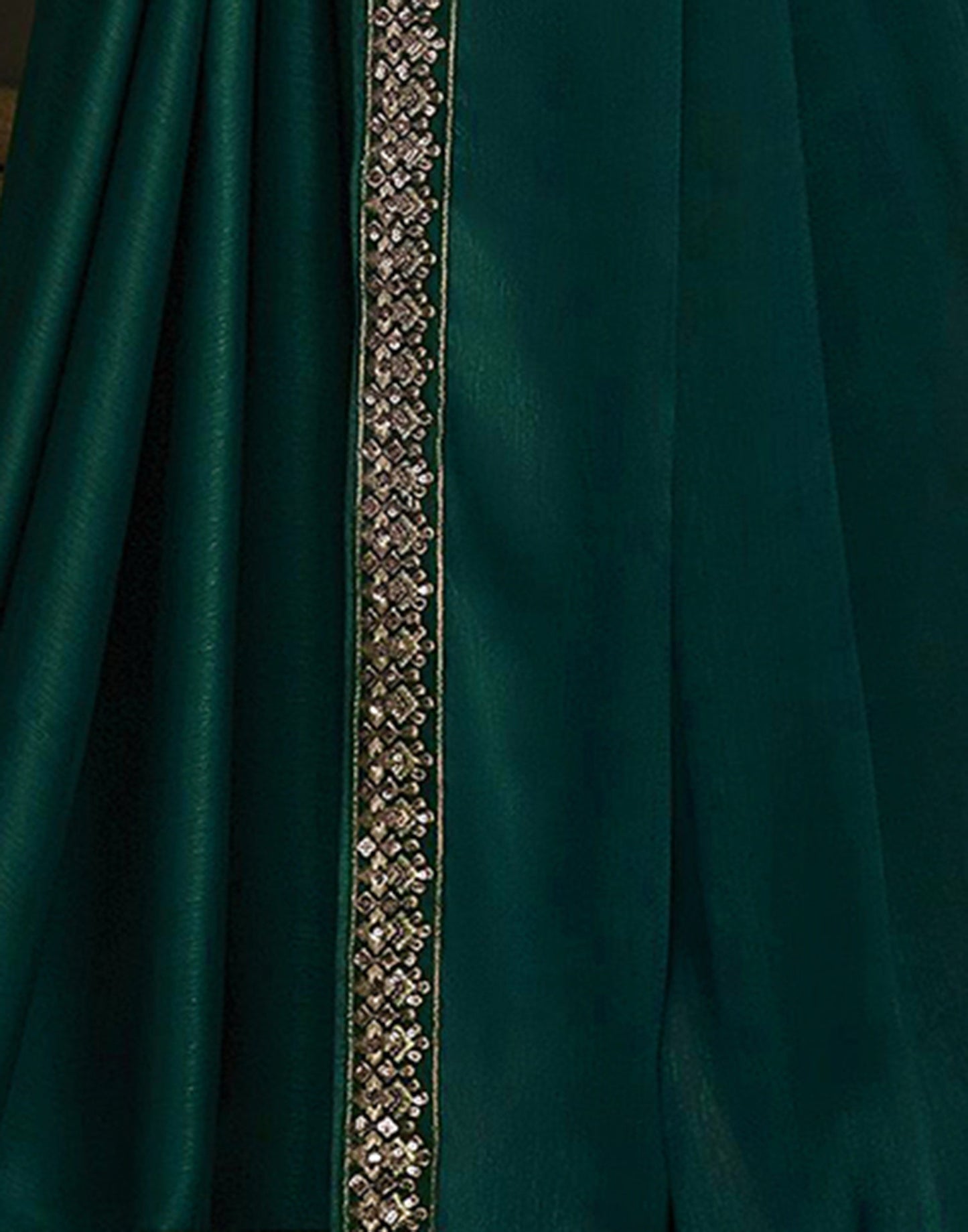 Dark Green Chiffon Plain Saree