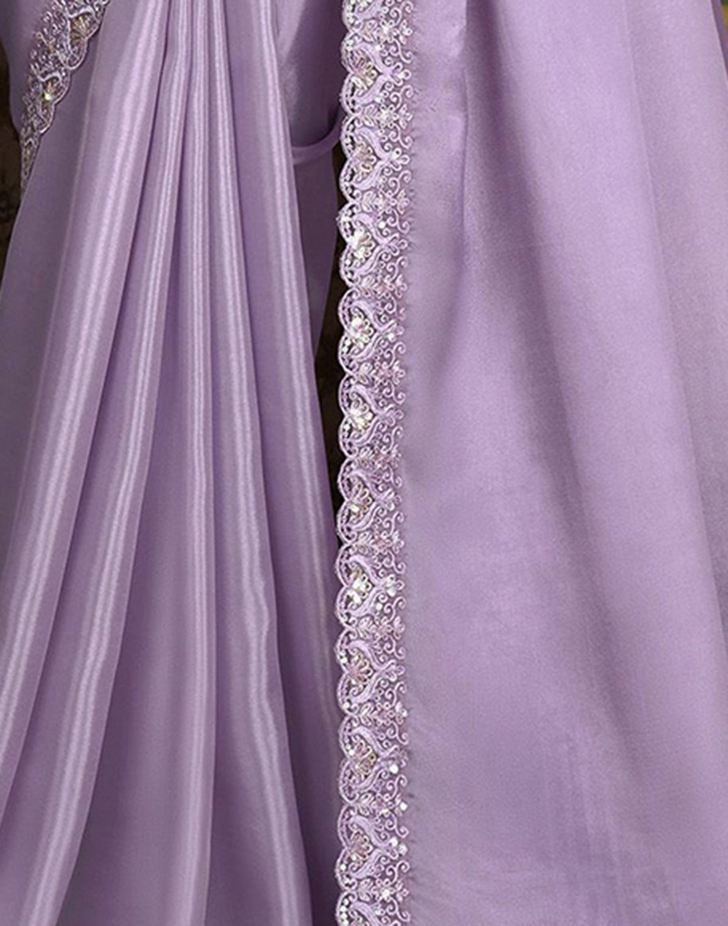 Lavender Silk Plain Saree