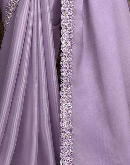 Lavender Silk Plain Saree