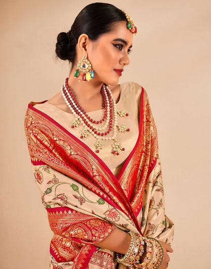 Gold & Peach Silk Weaving Saree