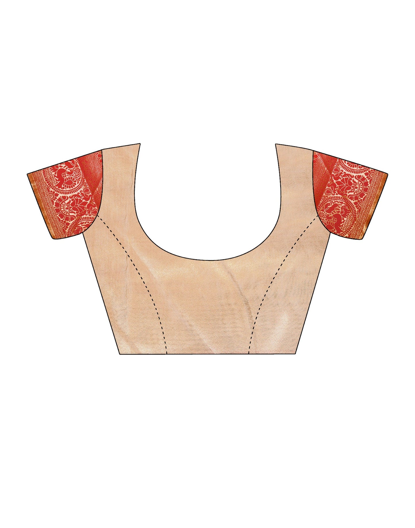 Gold & Peach Silk Weaving Saree