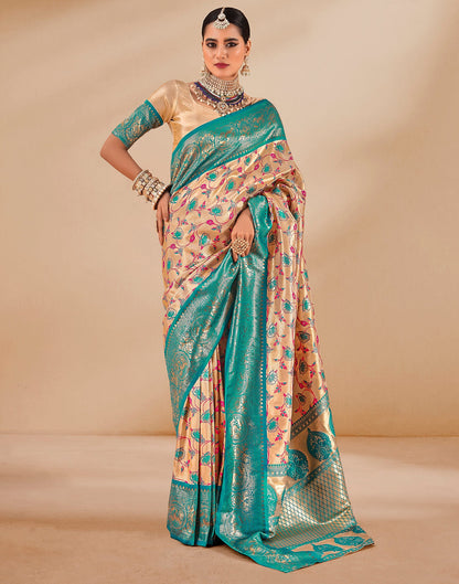 Gold (Beige) Silk Weaving Saree