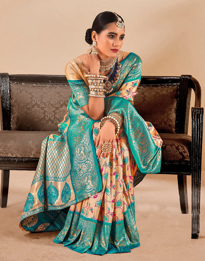 Gold (Beige) Silk Weaving Saree