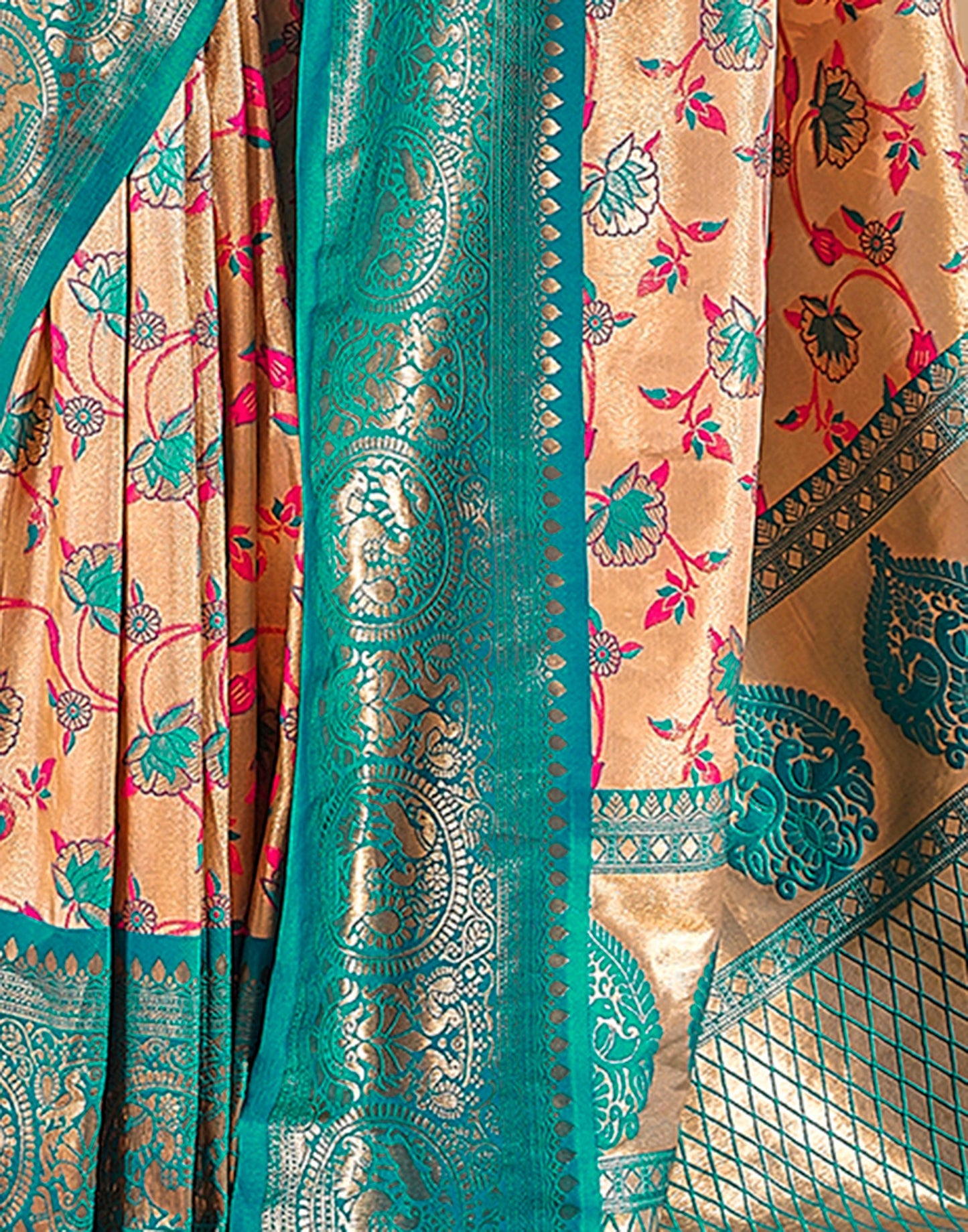 Gold (Beige) Silk Weaving Saree