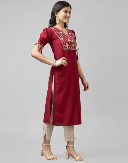 Maroon Embroidered Kurti | Leemboodi