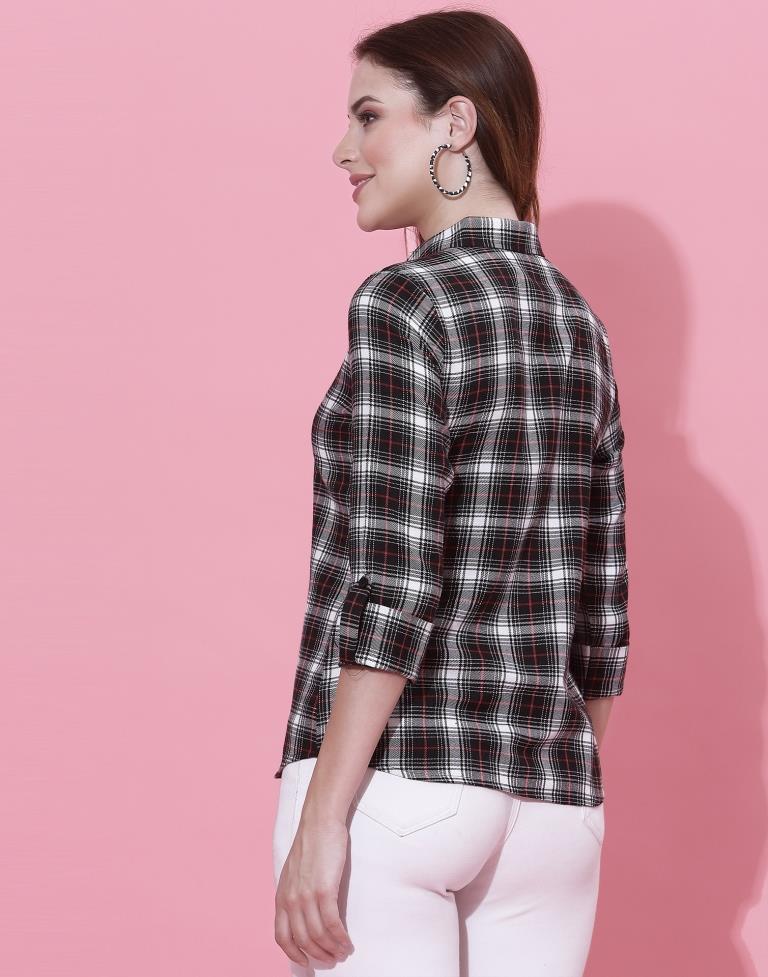 Black Cotton Checks Shirt | Sudathi