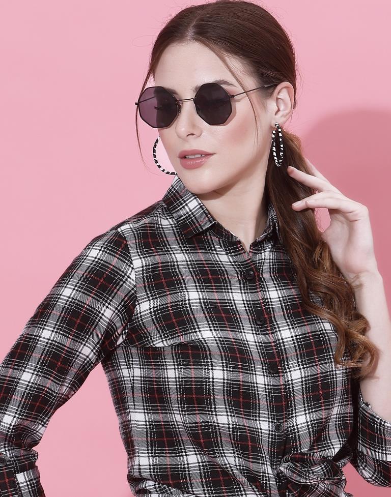 Black Cotton Checks Shirt | Sudathi