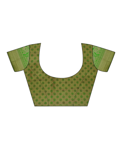 Gold & Light Green Silk Weaving Saree