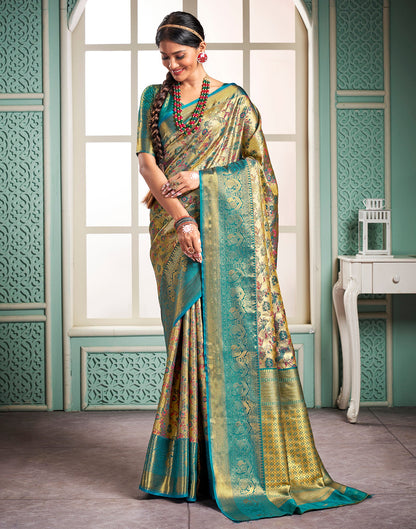 Gold & Green Silk Weaving Saree