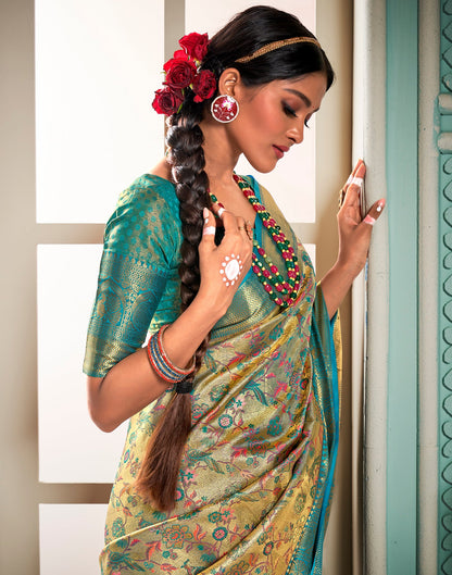 Gold & Green Silk Weaving Saree