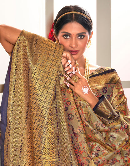 Gold & Wien Silk Weaving Saree