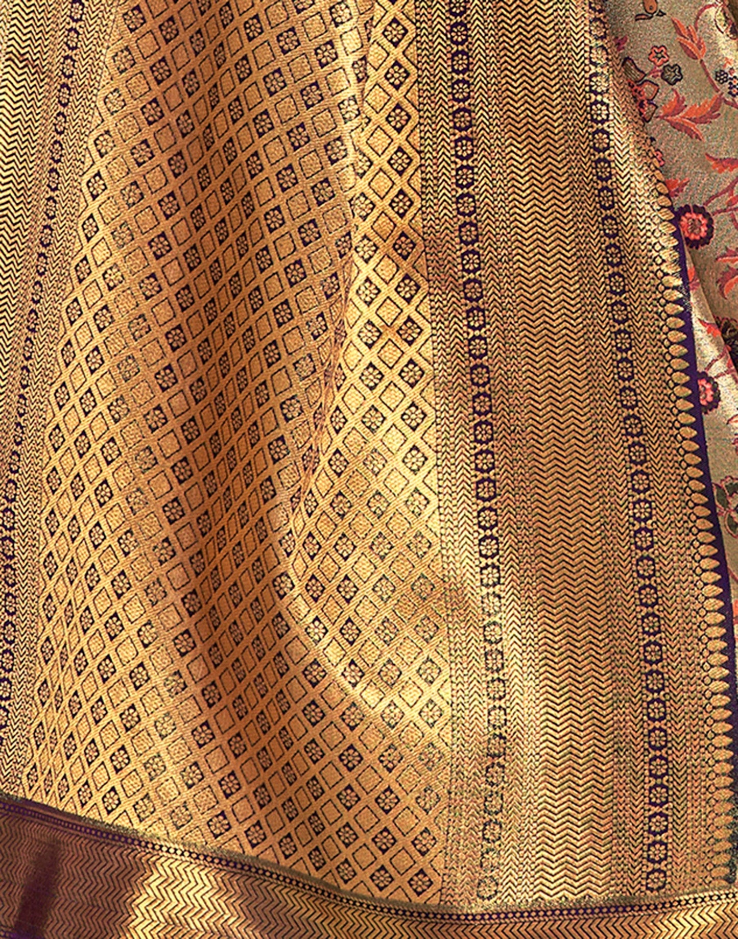 Gold & Wien Silk Weaving Saree