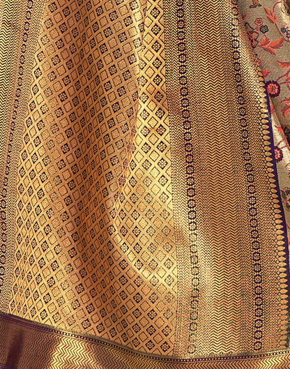 Gold & Wien Silk Weaving Saree