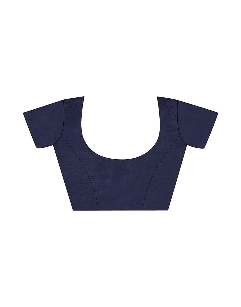 Navy Blue Georgette Plain Saree