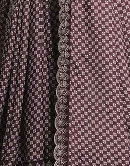Dusty Maroon Silk Printed Saree