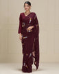 Maroon Georgette Plain Saree