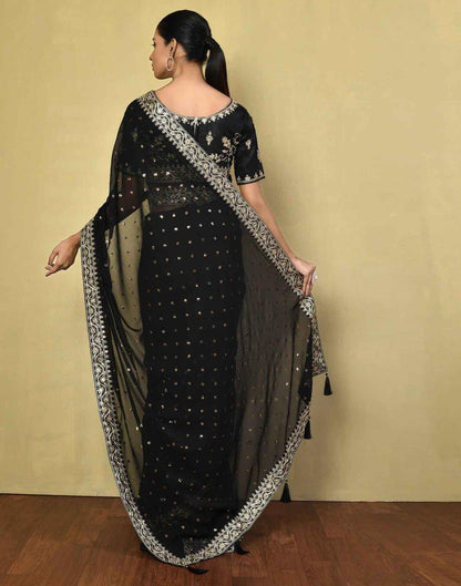 Black Georgette Plain Saree